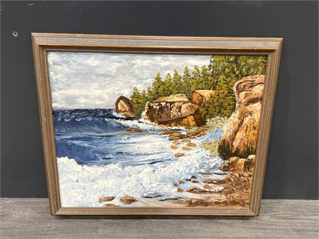 ORIGINAL OIL ON BOARD PAINTING IN FRAME - 25”x20”