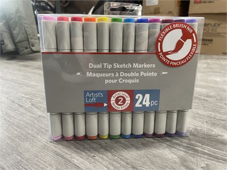 NEW ARTISTS LOT DUAL TIP SKETCH MARKERS (24 PIECES)