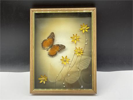 VINTAGE BUTTERFLY IN SHADOW BOX (7”x9”)