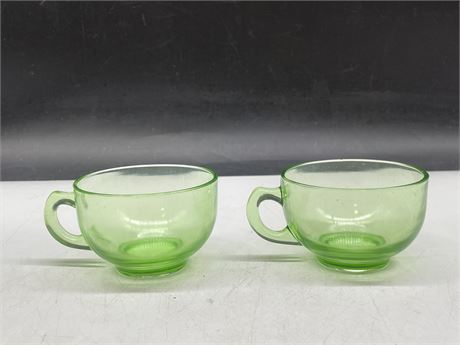 2 URANIUM GLASS CUPS