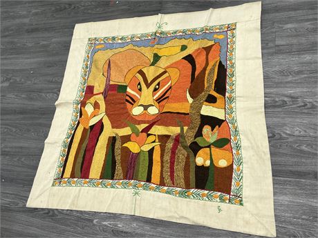 20TH CENTURY LION TAPESTRY (55”x55”)