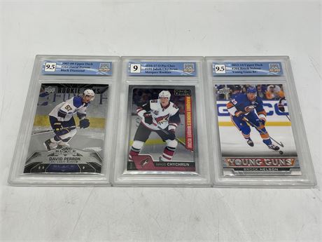 3 GCG GRADED ROOKIE NHL CARDS