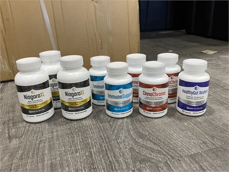 9 ASSORTED BARTON NUTRITION SUPPLEMENTS - SEE PICS FOR EXPIRATION DATES