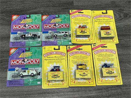 8 DIECAST CARS IN PACKAGE - MONOPOLY JOHNNY LIGHTNING & MATCHBOX