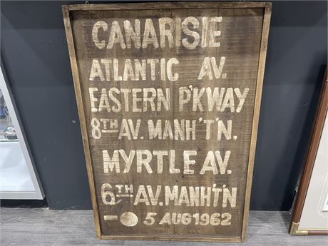 LARGE HEAVY WOODEN SIGN 26”x38”
