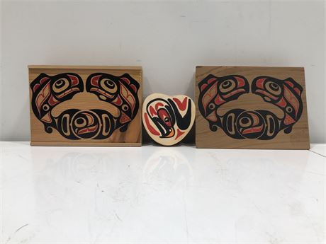 3 FIRST NATIONS WOODEN BOXES (SMALL 2.5” X 4.5”)