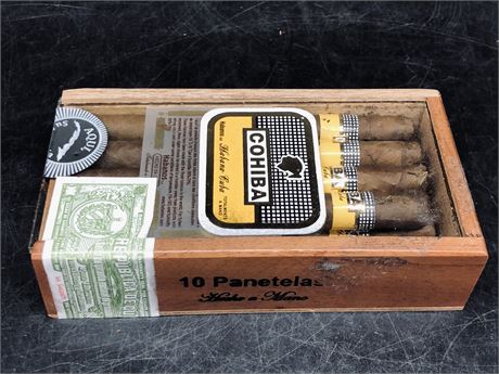 9 CUBAN CIGARS IN WOODEN CASE (DRY)
