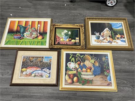 5 ORIGINAL SIGNED PAINTINGS BY EMERY MARCEL (Top left is 28.5”x22”)