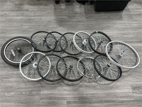 SPARE BIKE RIMS - ASSORTED SIZES - SOME NEW