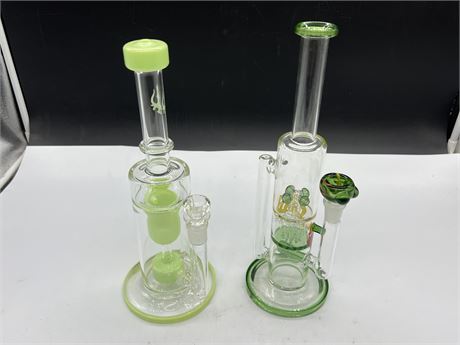 2 CLEAN GLASS BONGS (tallest is 13”)