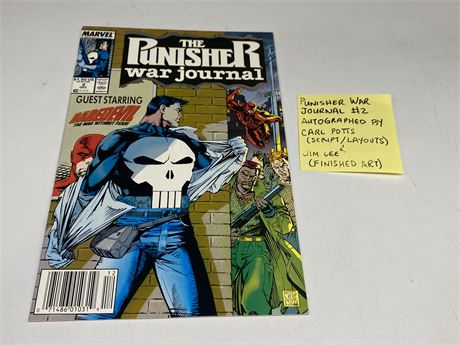 PUNISHER WAR JOURNAL #2 AUTOGRAPHED BY CARL POTTS & JIM LEE - MINT CONDITION
