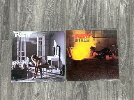 2 RATT RECORDS - G / VG - SCRATCHED