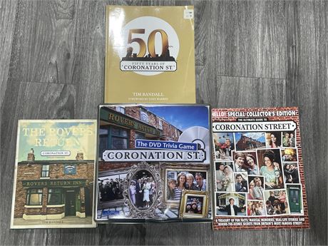 CORONATION ST. FANS! NEW DVD TRIVIA GAME & COLLECTOR’S BOOKS