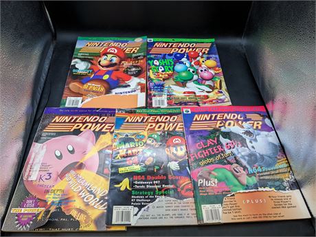 5 NINTENDO POWER MAGAZINES - FRONT COVERS RIPPED