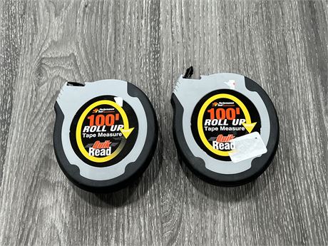 2 NEW PERFORMANCE TOOL 100’ ROLL UP TAPE MEASURES