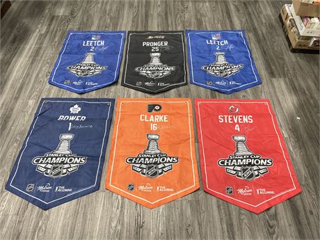 6 NHL STANLEY CUP BANNERS - 24”x34”