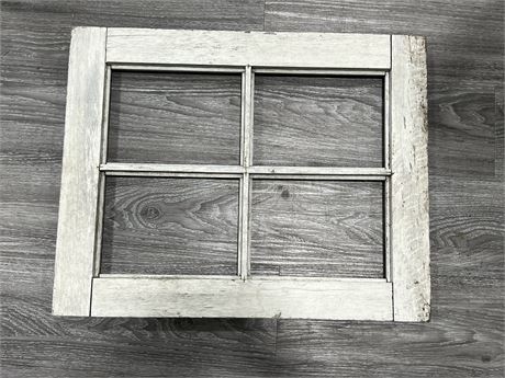 EARLY VICTORIAN WOODEN FRAMED WINDOW PANEL - 25”x20”