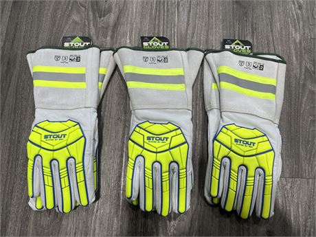 3 PAIRS STOUT GLOVES - XL