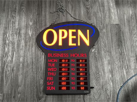 LIGHT UP OPEN / BUSINESS HOURS SIGN