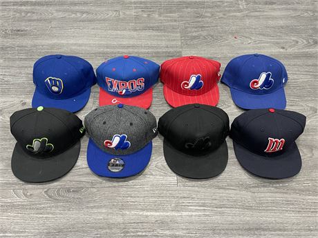 LOT OF 8 MLB HATS