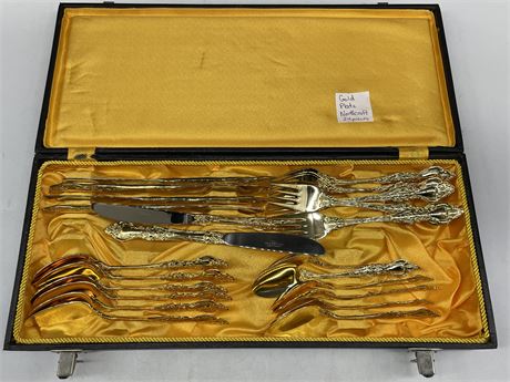 GOLD PLATE NORTHCRAFT CUTLERY SET 24 PIECES