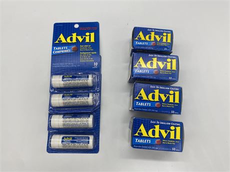 8 PACKS OF ADVIL TABLETS - EXP 2025/09 AND LATER