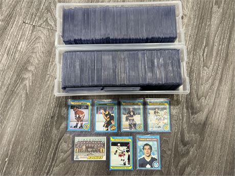 2 BOXES OF 1979/80 NHL CARDS IN TOP LOADERS