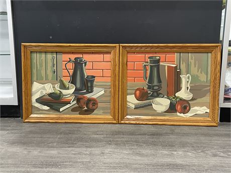 PAIR OF FRAMED 1960’S OIL ON BOARD PAINTINGS (23”x19”)