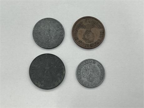4 GERMAN COINS - 1/2/5/10 KENNING