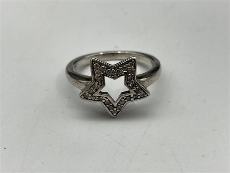 STERLING SILVER STAR RING (STONE SET)