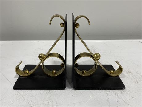 (2) 1950s BRASS / IRON BOOKENDS