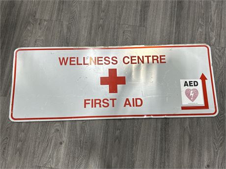 METAL FIRST AID SIGN - 18” X 48”