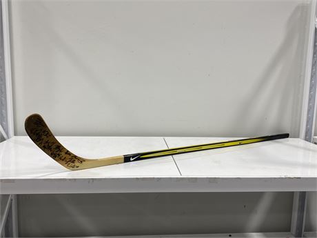 2011 RUN FOR THE CUP CANUCKS AUTOGRAPHED HOCKEY STICK - INCLUDES SEDINS