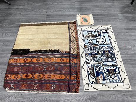 3PCS OF VINTAGE TAPESTRY / RUGS - LARGEST IS 43”x37”