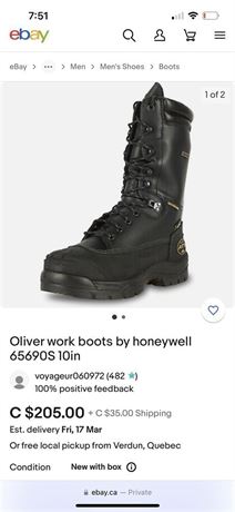 BRAND NEW STEEL TOE OLIVER BRAND WORK BOOTS - SIZE 8.5 - SPECS IN PHOTOS