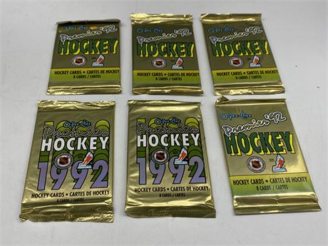 6 SEALED 1992 OPC PREMIER NHL PACKS