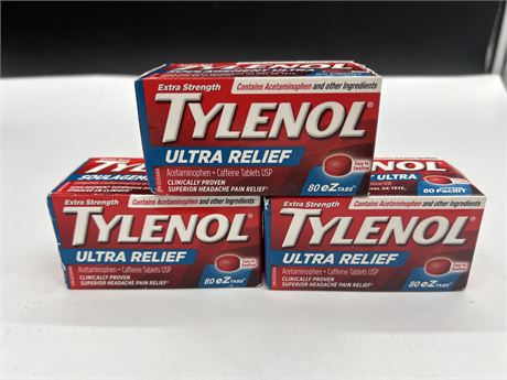 LOT OF 3 NEW TYLENOL ULTRA RELIEF
