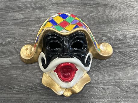 VENETIAN CERAMIC HARLEQUIN WALL MASK - HAND CRAFTED IN ITALY - 12” LONG