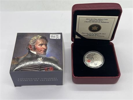 2013 $4 FINE SILVER RCM COIN - HEROES OF 1812