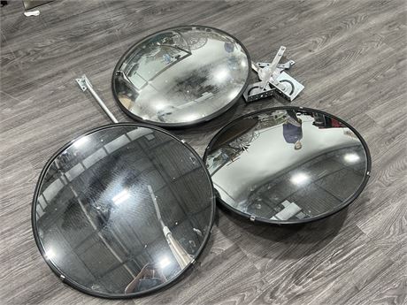 3 SECURITY MIRRORS W/HARDWARE (24”)