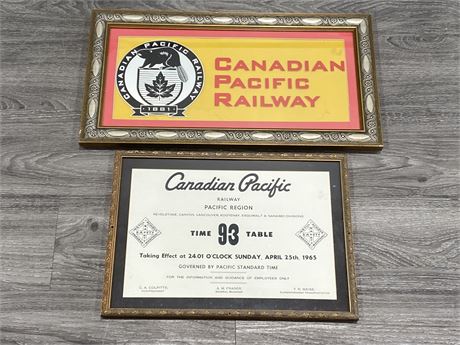 CP RAIL SET OF 2 FRAMED VINTAGE PICTURES (LARGEST IS 22.5”X12”)