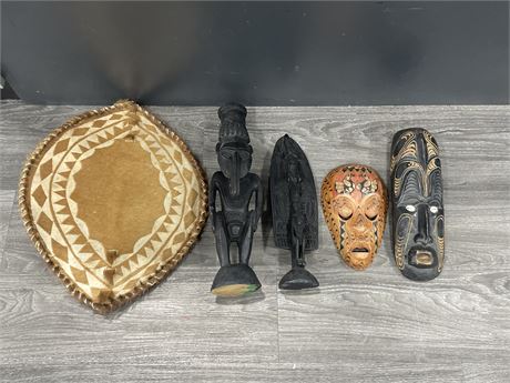 MISC NATIVE / TRIBAL CARVINGS - FIGURES (LARGEST IS 16”)