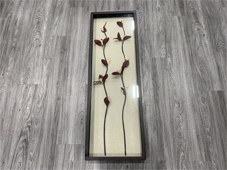 ARTIFICIAL FLOWERS IN GLASS DISPLAY (47”x16”)
