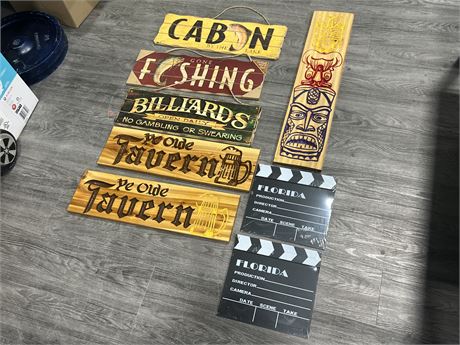LOT OF WOOD SIGNS