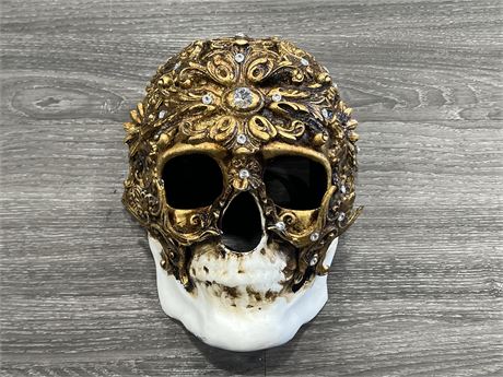 VENETIAN DIAMOND SKULL MASK - HAND CRAFTED IN ITALY - 9” LONG