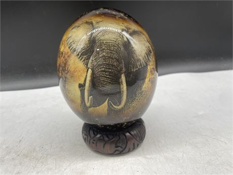 HAND PAINTED OSTRICH EGG W/STAND