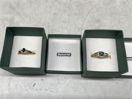 2 MICHAEL HILL GOLD PLATED RINGS