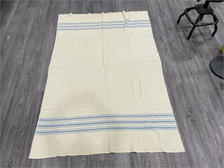 ALL PURE WOOL BLANKET, MADE IN CANADA WITH LABEL 60”x86”