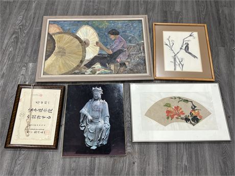 LOT OF ORIGINAL ASIAN ART & OTHERS (Largest is 37”x26”)