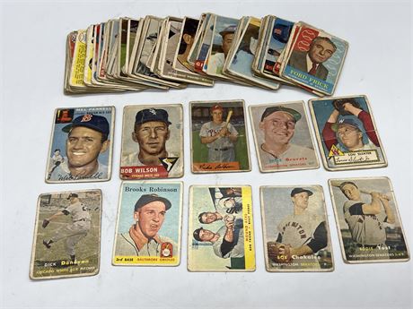 (70) 1950s TOPPS MLB CARDS - POOR CONDITION